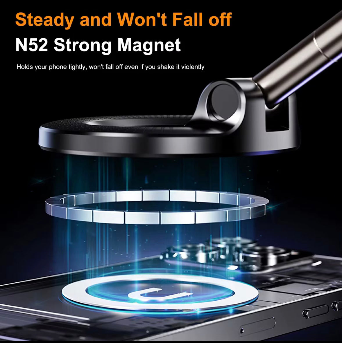 Strong Magnets Extend Car Mobile Stand 360 Rotating Car Mobile Phone Holder Magnetic Vacuum Suction Car Phone Holder