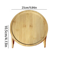 Round Bamboo Sofa Armrest Tray – Portable Wooden Side Table for Couch & Bed