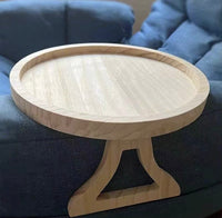 Round Bamboo Sofa Armrest Tray – Portable Wooden Side Table for Couch & Bed